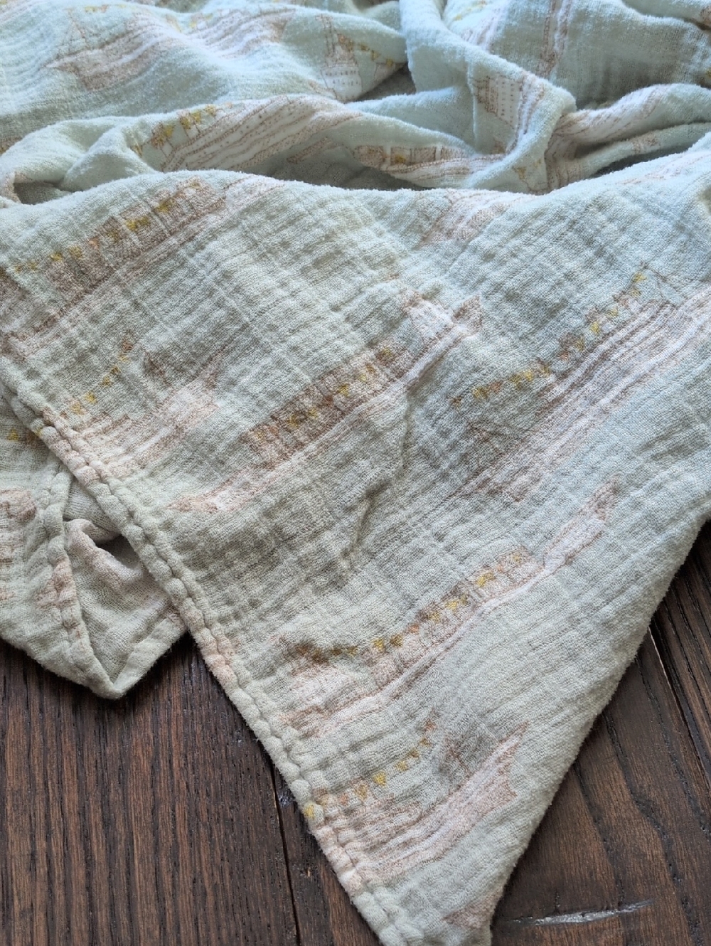 MILKBARN I Mint Green Bamboo Muslin Ship Boats Pattern Swaddle Blanket - Picture 10 of 11